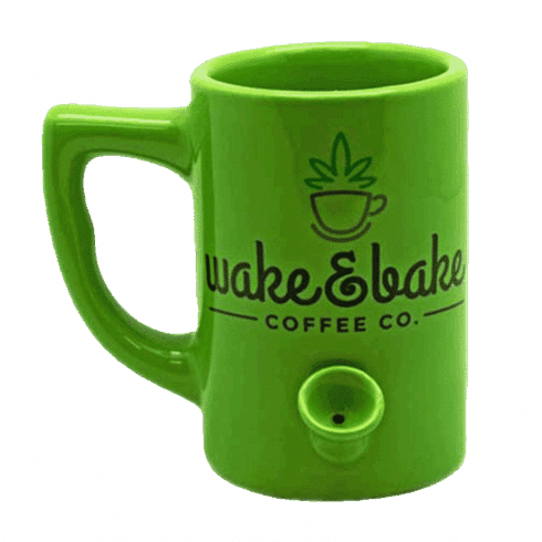 wake & bake mug a green novelty mugs