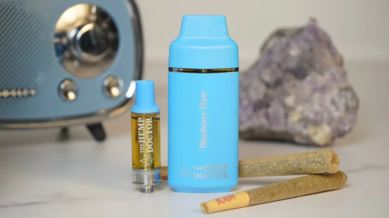 Vaporizer and cannabis products displayed