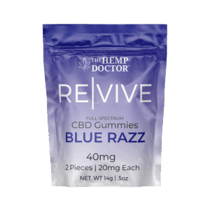 a blue and white package with white text
