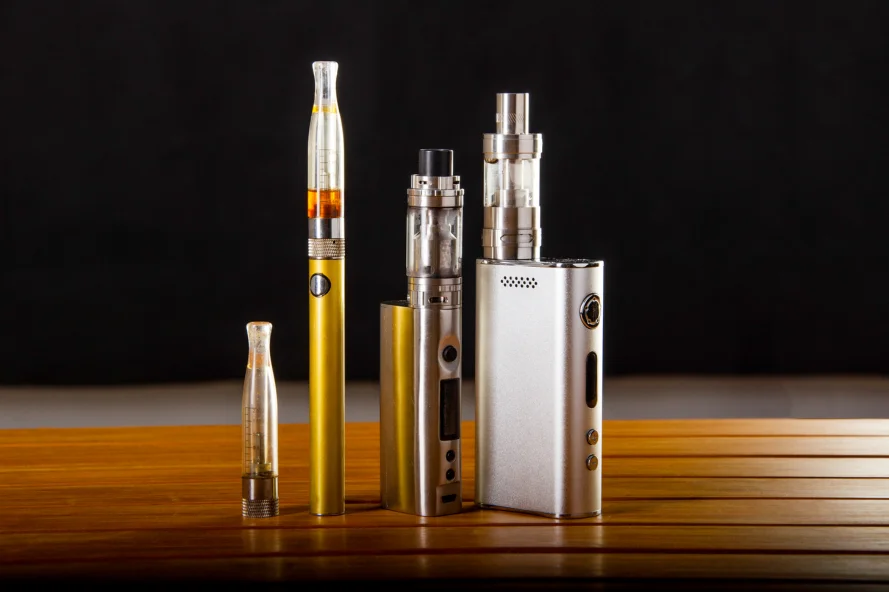 Various vaping devices on a table