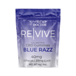 a blue and white package with white text