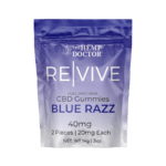 a blue and white package with white text