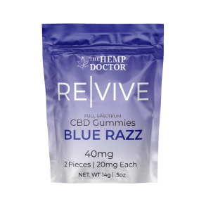 a blue and white package with white text