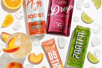 THC-infused drinks and seltzers with fruit garnish
