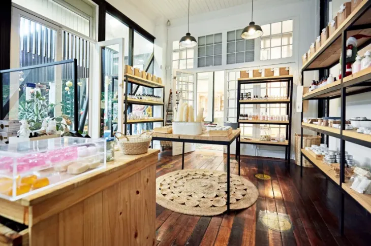 a dispensary with shelves and shelves with cannabis products on it