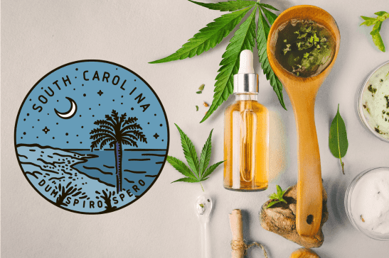 South Carolina graphics with weed, tincture, and spoon.