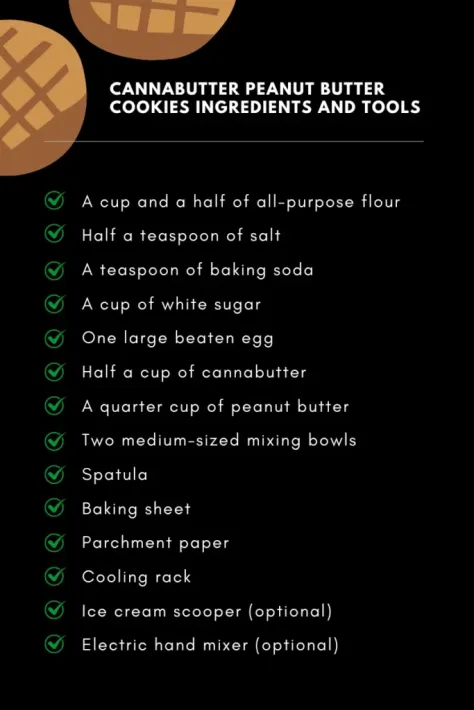 Cannabutter Peanut Butter Cookies Ingredients list