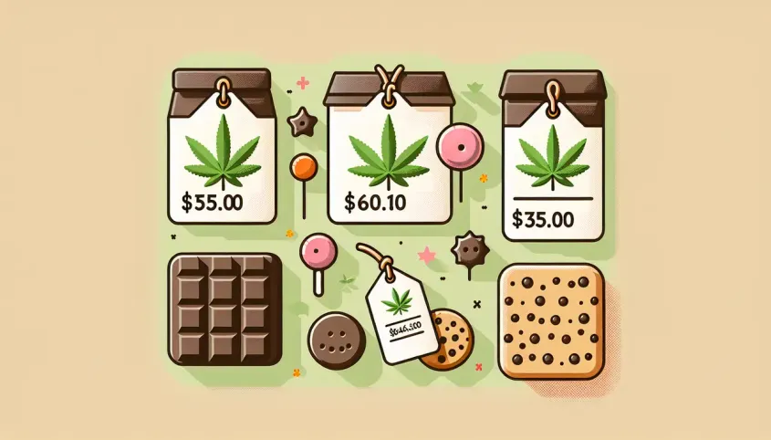 a collection of edibles and tags