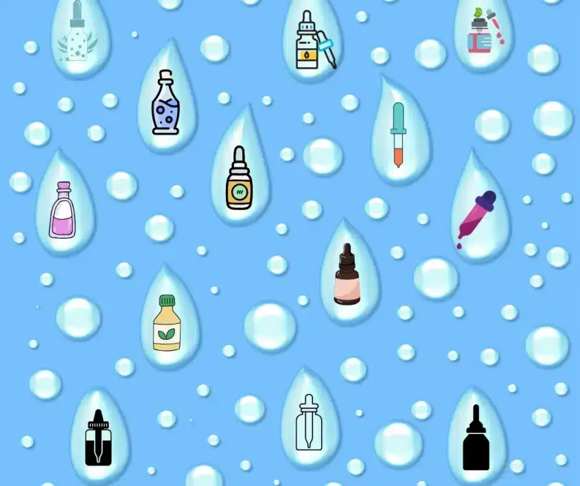 a group of drops of liquid weed