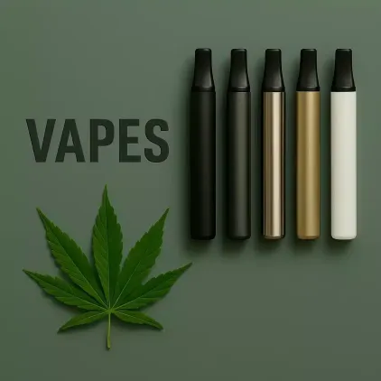 a group of pens next to a leaf
