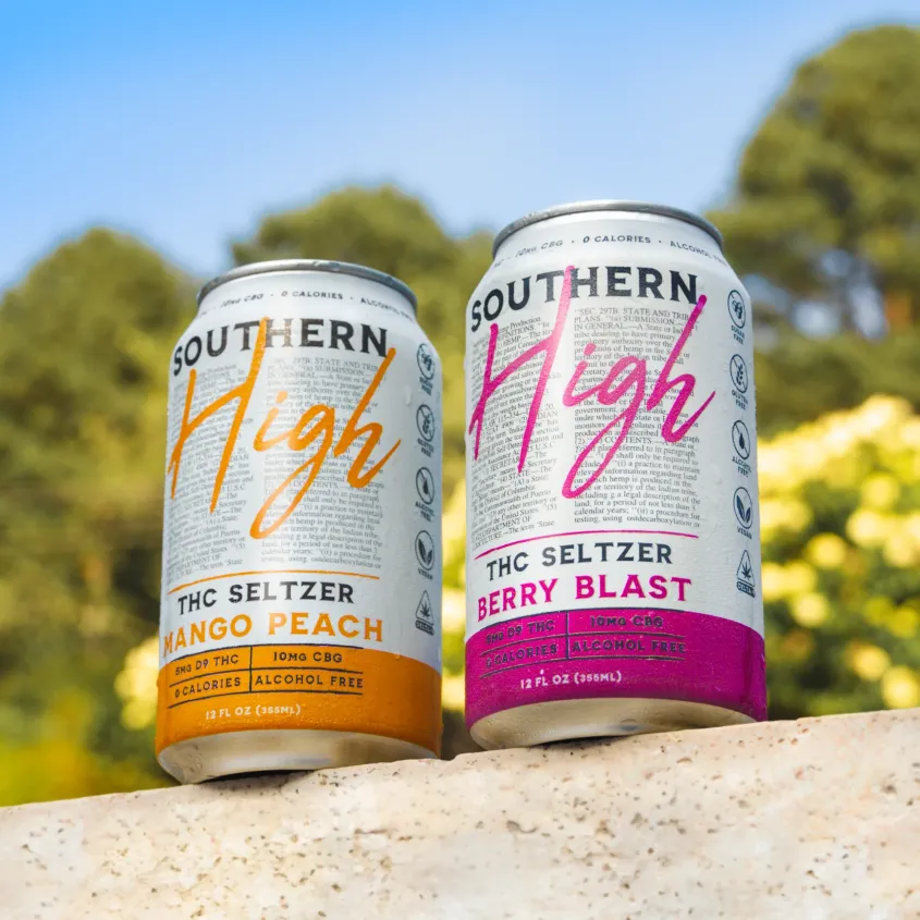Two cans of THC seltzer drinks